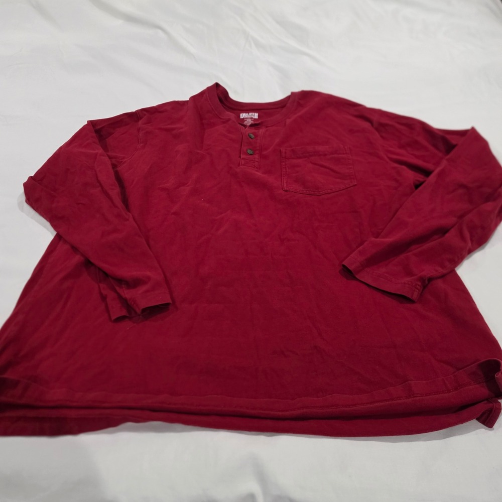 Duluth Trading Co Henley Shirt Mens 2XL Red Excellent Longtail T Pocket Cotton